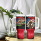 Happy 250th You Still Owe Us Black Pride Tumbler With Handle Pan African Flag Broken Chains - Statue Of Liberty