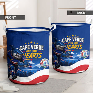 Cape Verde Won Our Hearts Soccer Laundry Basket Blue Sharks Football Mascot Patriotic National Team