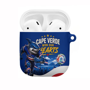 Cape Verde Won Our Hearts Soccer AirPods Case Blue Sharks Football Mascot Patriotic National Team