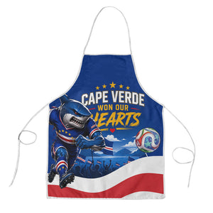 Cape Verde Won Our Hearts Soccer Apron Blue Sharks Football Mascot Patriotic National Team