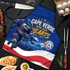 Cape Verde Won Our Hearts Soccer Apron Blue Sharks Football Mascot Patriotic National Team