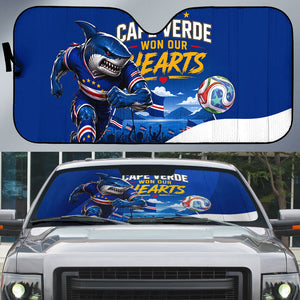 Cape Verde Won Our Hearts Soccer Auto Sun Shade Blue Sharks Football Mascot Patriotic National Team