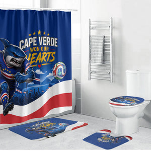 Cape Verde Won Our Hearts Soccer Bathroom Set Blue Sharks Football Mascot Patriotic National Team