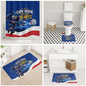 Cape Verde Won Our Hearts Soccer Bathroom Set Blue Sharks Football Mascot Patriotic National Team