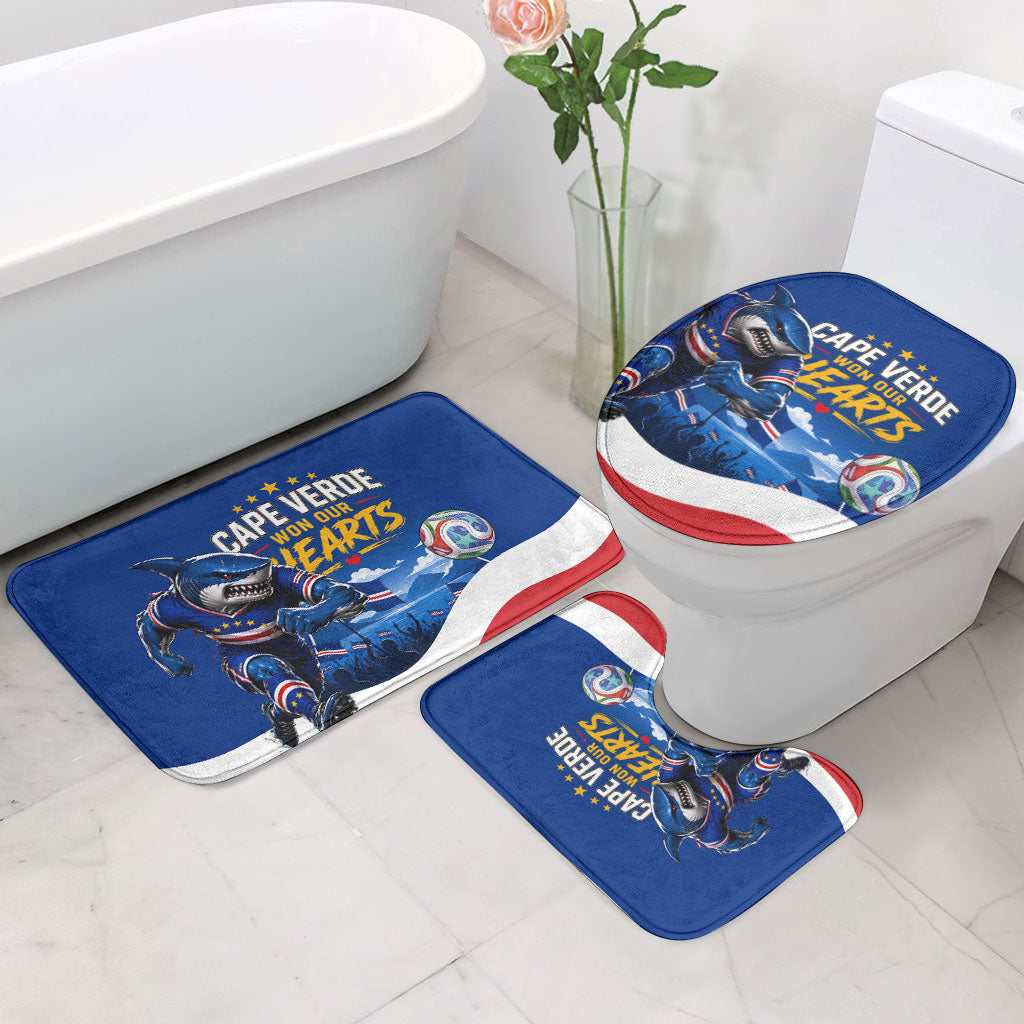 Cape Verde Won Our Hearts Soccer Bathroom Set Blue Sharks Football Mascot Patriotic National Team