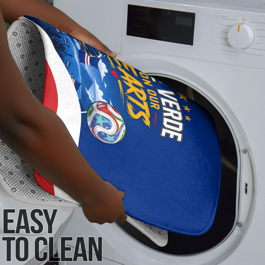 Cape Verde Won Our Hearts Soccer Bathroom Set Blue Sharks Football Mascot Patriotic National Team