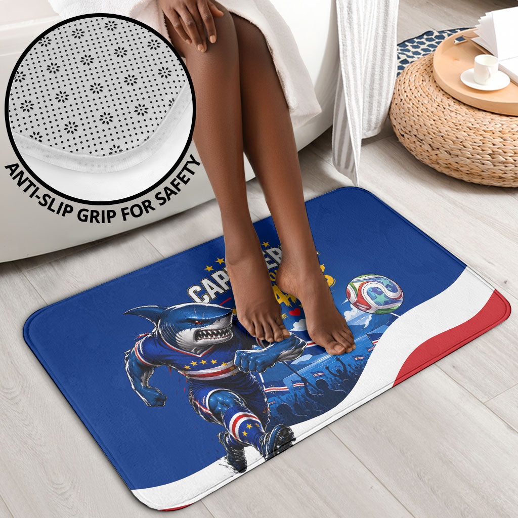 Cape Verde Won Our Hearts Soccer Bathroom Set Blue Sharks Football Mascot Patriotic National Team