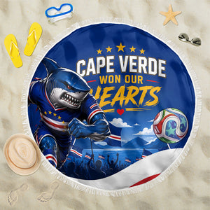 Cape Verde Won Our Hearts Soccer Beach Blanket Blue Sharks Football Mascot Patriotic National Team