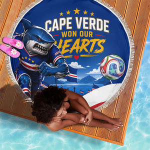 Cape Verde Won Our Hearts Soccer Beach Blanket Blue Sharks Football Mascot Patriotic National Team