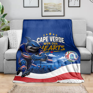 Cape Verde Won Our Hearts Soccer Blanket Blue Sharks Football Mascot Patriotic National Team
