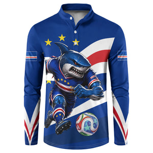Cape Verde Won Our Hearts Soccer Button Sweatshirt Blue Sharks Football Mascot Patriotic National Team