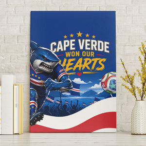 Cape Verde Won Our Hearts Soccer Canvas Wall Art Blue Sharks Football Mascot Patriotic National Team