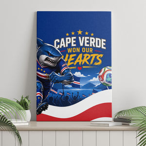 Cape Verde Won Our Hearts Soccer Canvas Wall Art Blue Sharks Football Mascot Patriotic National Team