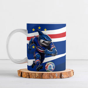 Cape Verde Won Our Hearts Soccer Ceramic Mug Blue Sharks Football Mascot Patriotic National Team