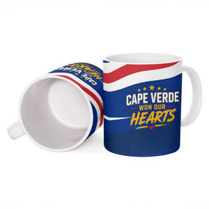 Cape Verde Won Our Hearts Soccer Ceramic Mug Blue Sharks Football Mascot Patriotic National Team