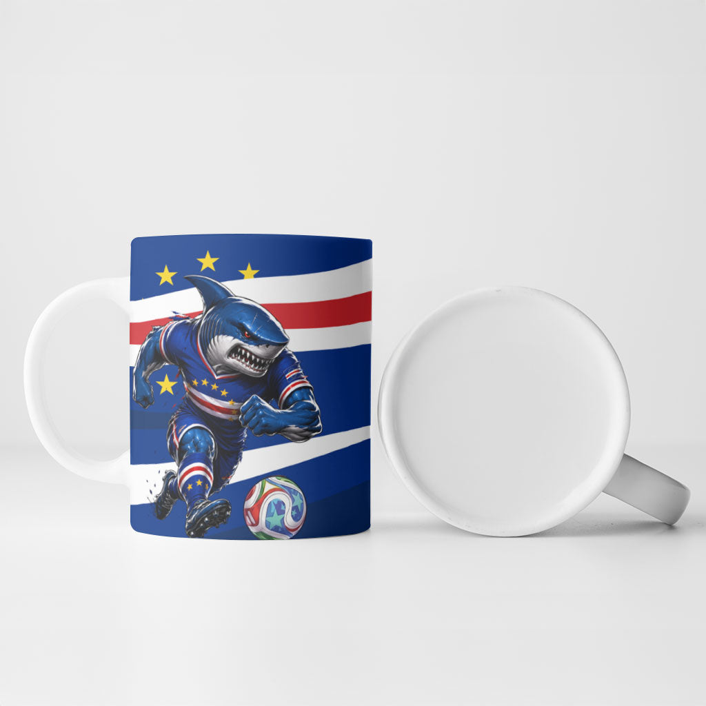 Cape Verde Won Our Hearts Soccer Ceramic Mug Blue Sharks Football Mascot Patriotic National Team