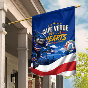 Cape Verde Won Our Hearts Soccer Garden Flag Blue Sharks Football Mascot Patriotic National Team