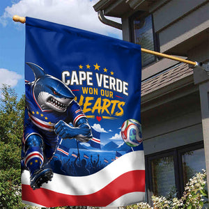 Cape Verde Won Our Hearts Soccer Garden Flag Blue Sharks Football Mascot Patriotic National Team