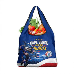 Cape Verde Won Our Hearts Soccer Grocery Bag Blue Sharks Football Mascot Patriotic National Team