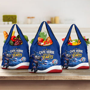 Cape Verde Won Our Hearts Soccer Grocery Bag Blue Sharks Football Mascot Patriotic National Team