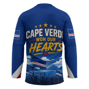 Cape Verde Won Our Hearts Soccer Hockey Jersey Blue Sharks Football Mascot Patriotic National Team