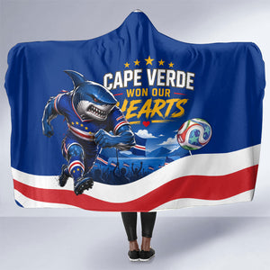 Cape Verde Won Our Hearts Soccer Hooded Blanket Blue Sharks Football Mascot Patriotic National Team