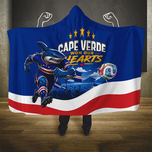 Cape Verde Won Our Hearts Soccer Hooded Blanket Blue Sharks Football Mascot Patriotic National Team