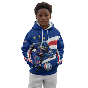 Cape Verde Won Our Hearts Soccer Kid Hoodie Blue Sharks Football Mascot Patriotic National Team