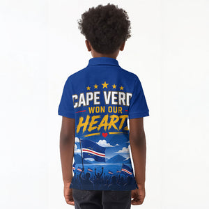 Cape Verde Won Our Hearts Soccer Kid Polo Shirt Blue Sharks Football Mascot Patriotic National Team