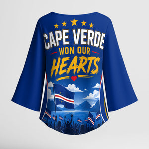 Cape Verde Won Our Hearts Soccer Kimono Sleeve Blouse Blue Sharks Football Mascot Patriotic National Team