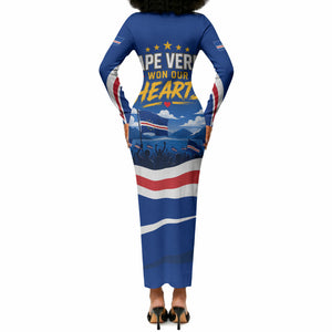 Cape Verde Won Our Hearts Soccer Long Sleeve Bodycon Dress Blue Sharks Football Mascot Patriotic National Team