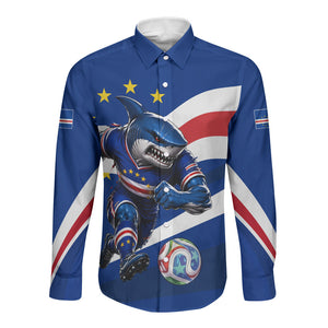 Cape Verde Won Our Hearts Soccer Long Sleeve Button Shirt Blue Sharks Football Mascot Patriotic National Team