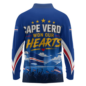 Cape Verde Won Our Hearts Soccer Long Sleeve Polo Shirt Blue Sharks Football Mascot Patriotic National Team