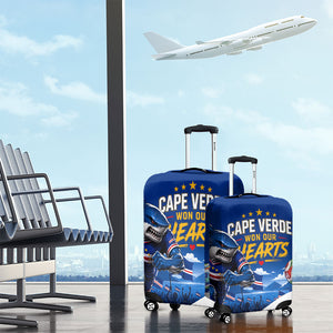 Cape Verde Won Our Hearts Soccer Luggage Cover Blue Sharks Football Mascot Patriotic National Team