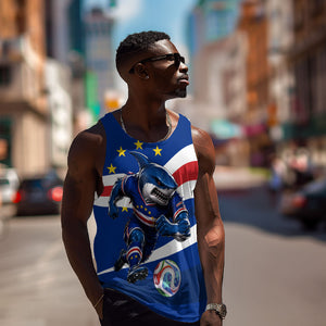 Cape Verde Won Our Hearts Soccer Men Tank Top Blue Sharks Football Mascot Patriotic National Team