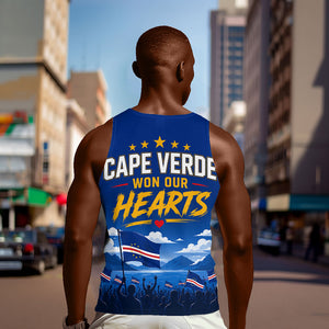 Cape Verde Won Our Hearts Soccer Men Tank Top Blue Sharks Football Mascot Patriotic National Team