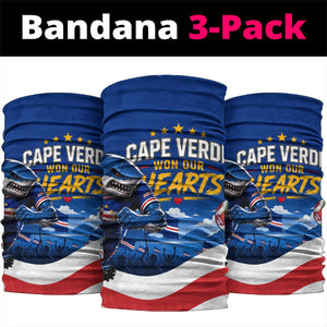 Cape Verde Won Our Hearts Soccer Neck Gaiter Blue Sharks Football Mascot Patriotic National Team