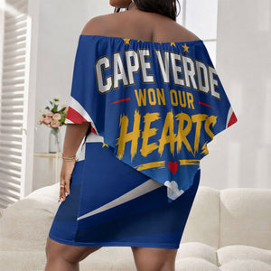 Cape Verde Won Our Hearts Soccer Off Shoulder Short Dress Blue Sharks Football Mascot Patriotic National Team