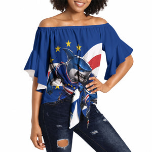 Cape Verde Won Our Hearts Soccer Off Shoulder Wrap Waist Top Blue Sharks Football Mascot Patriotic National Team