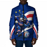 Cape Verde Won Our Hearts Soccer Padded Jacket Blue Sharks Football Mascot Patriotic National Team