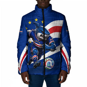 Cape Verde Won Our Hearts Soccer Padded Jacket Blue Sharks Football Mascot Patriotic National Team