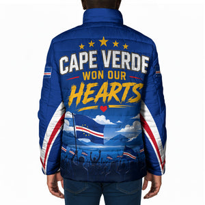 Cape Verde Won Our Hearts Soccer Padded Jacket Blue Sharks Football Mascot Patriotic National Team