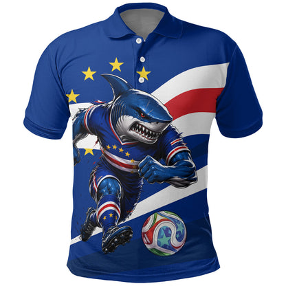 Cape Verde Won Our Hearts Soccer Polo Shirt Blue Sharks Football Mascot Patriotic National Team