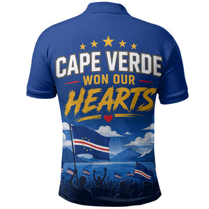 Cape Verde Won Our Hearts Soccer Polo Shirt Blue Sharks Football Mascot Patriotic National Team