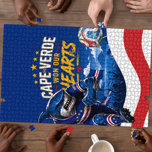 Cape Verde Won Our Hearts Soccer Puzzle Blue Sharks Football Mascot Patriotic National Team