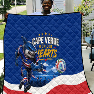Cape Verde Won Our Hearts Soccer Quilt Blue Sharks Football Mascot Patriotic National Team