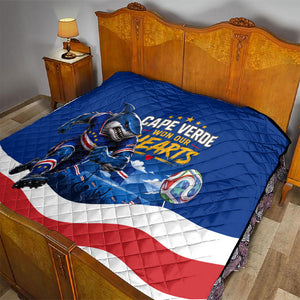 Cape Verde Won Our Hearts Soccer Quilt Blue Sharks Football Mascot Patriotic National Team