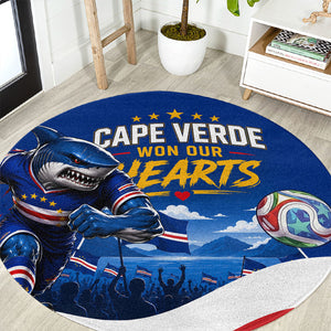 Cape Verde Won Our Hearts Soccer Round Carpet Blue Sharks Football Mascot Patriotic National Team
