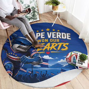 Cape Verde Won Our Hearts Soccer Round Carpet Blue Sharks Football Mascot Patriotic National Team