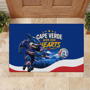 Cape Verde Won Our Hearts Soccer Rubber Doormat Blue Sharks Football Mascot Patriotic National Team